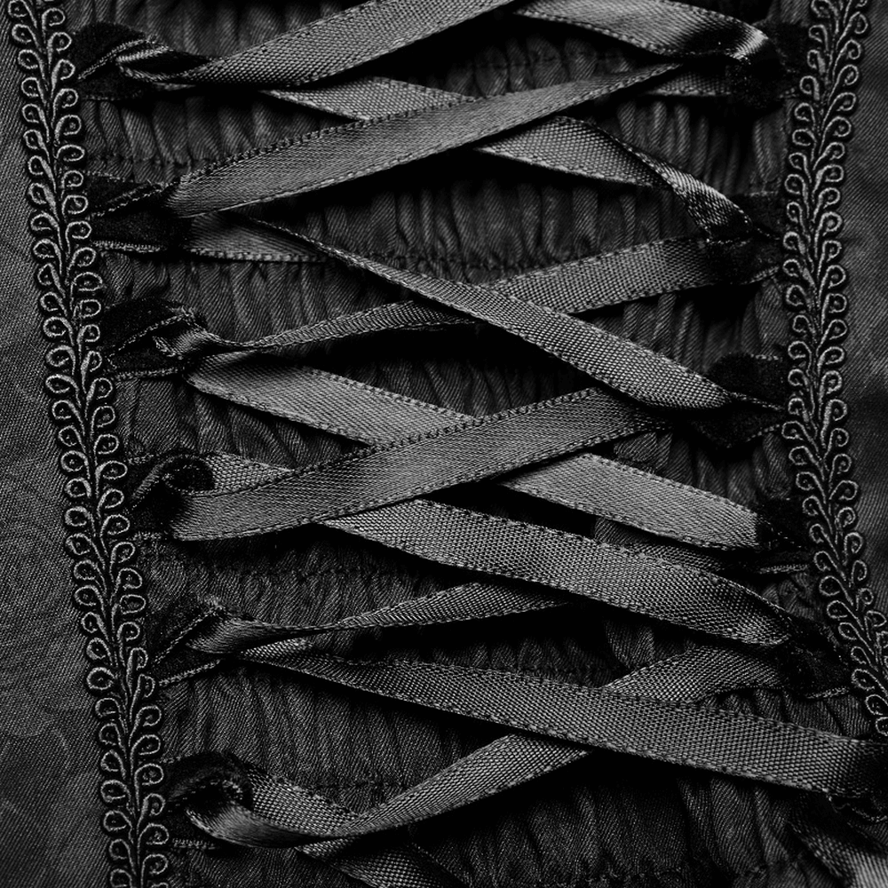 Close-up of intricate lacing on the Punk Rave Celestia Gothic dress showcasing dark elegance.