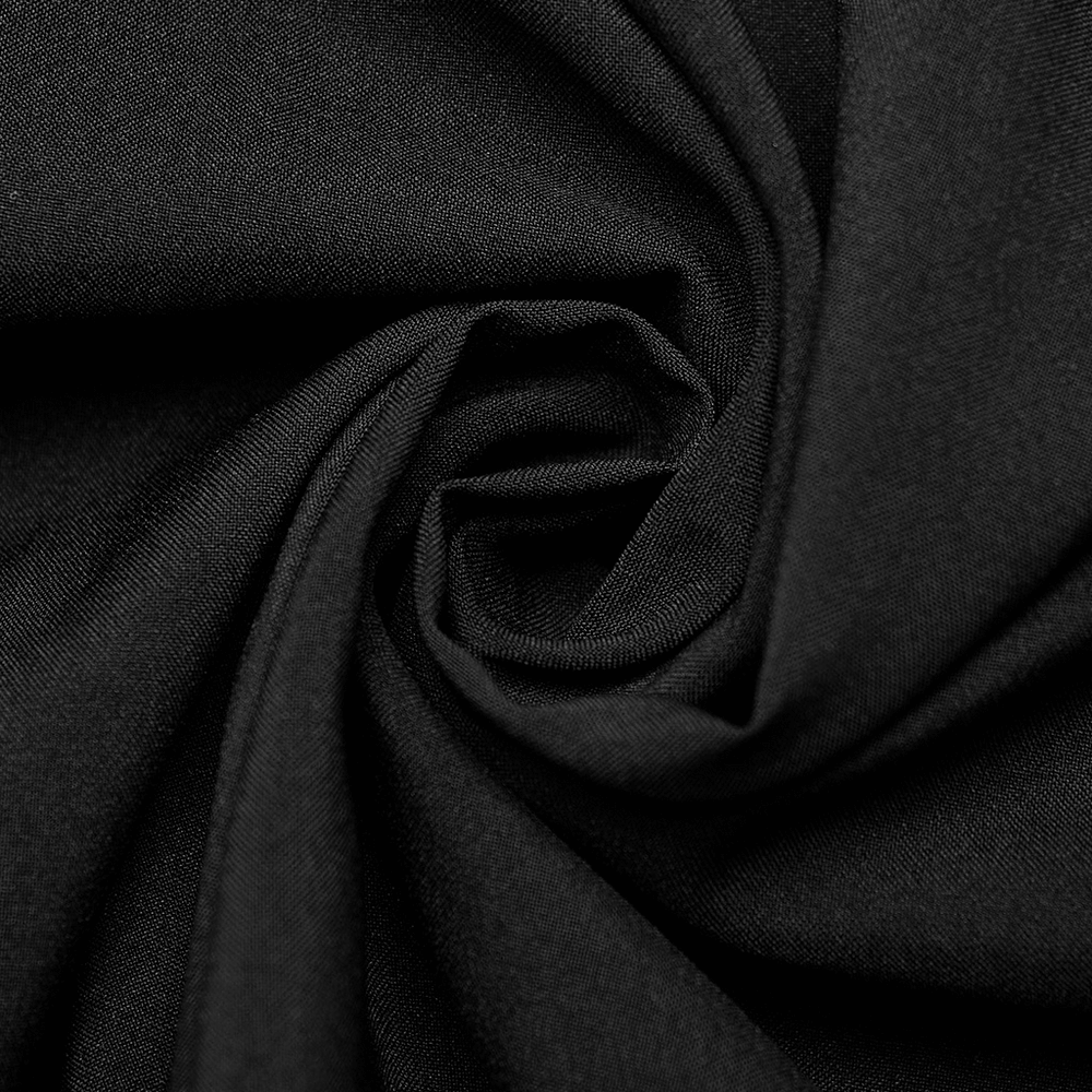 Close-up of soft black fabric, perfect for draped gothic clothing designs.