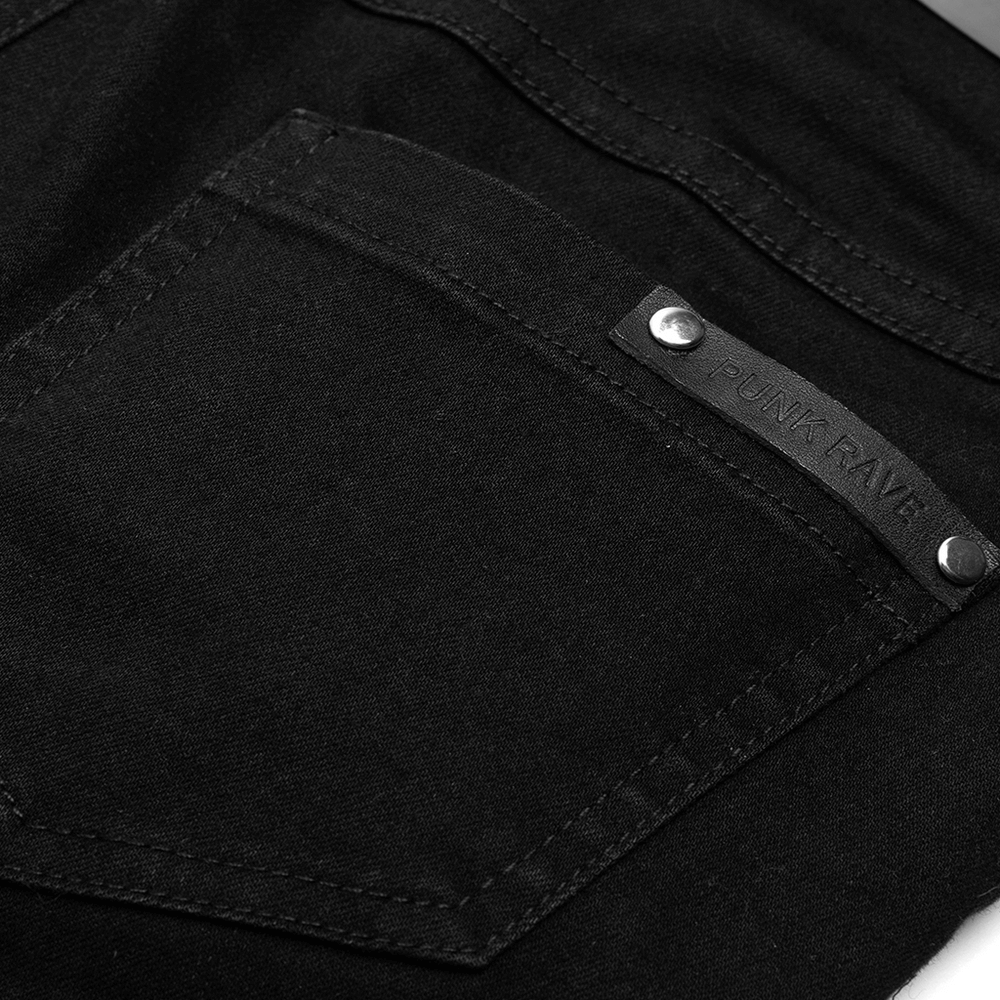 Close-up of the black pocket detail on Punk Rave Gothic jeans, featuring the brand logo.