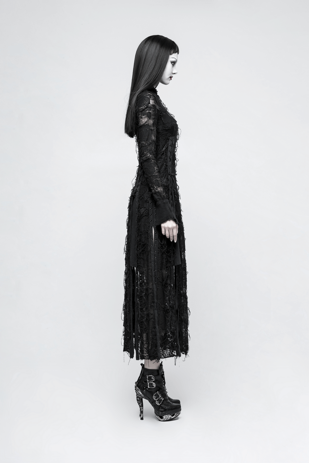 Punk Rave Gothic Lace Rope Dress - Black Witch - HARD'N'HEAVY