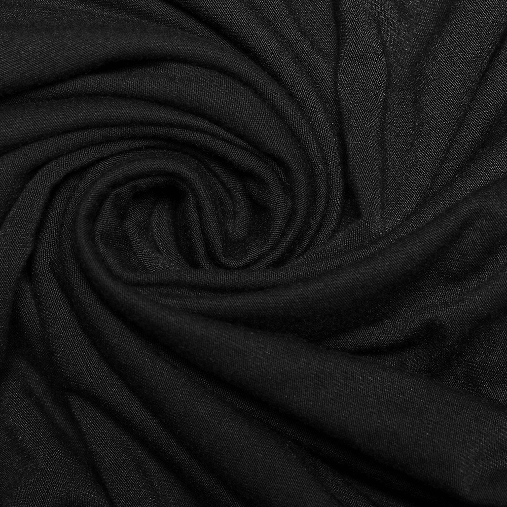 Close-up of soft black gauze fabric, perfect for creating edgy, stylish pieces like the Punk Rave Gothic Midi Skirt.