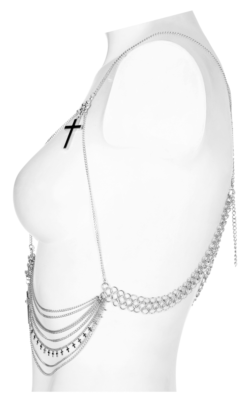 Women Silver Metal Body Chain Fashion Jewelry Harness Necklace Skeleton  Skulls