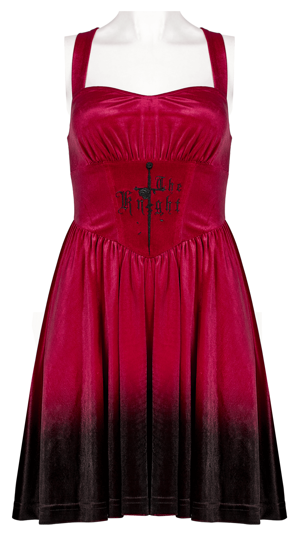 Punk Rave Red Gothic The Knight Embroidered Velvet Dress