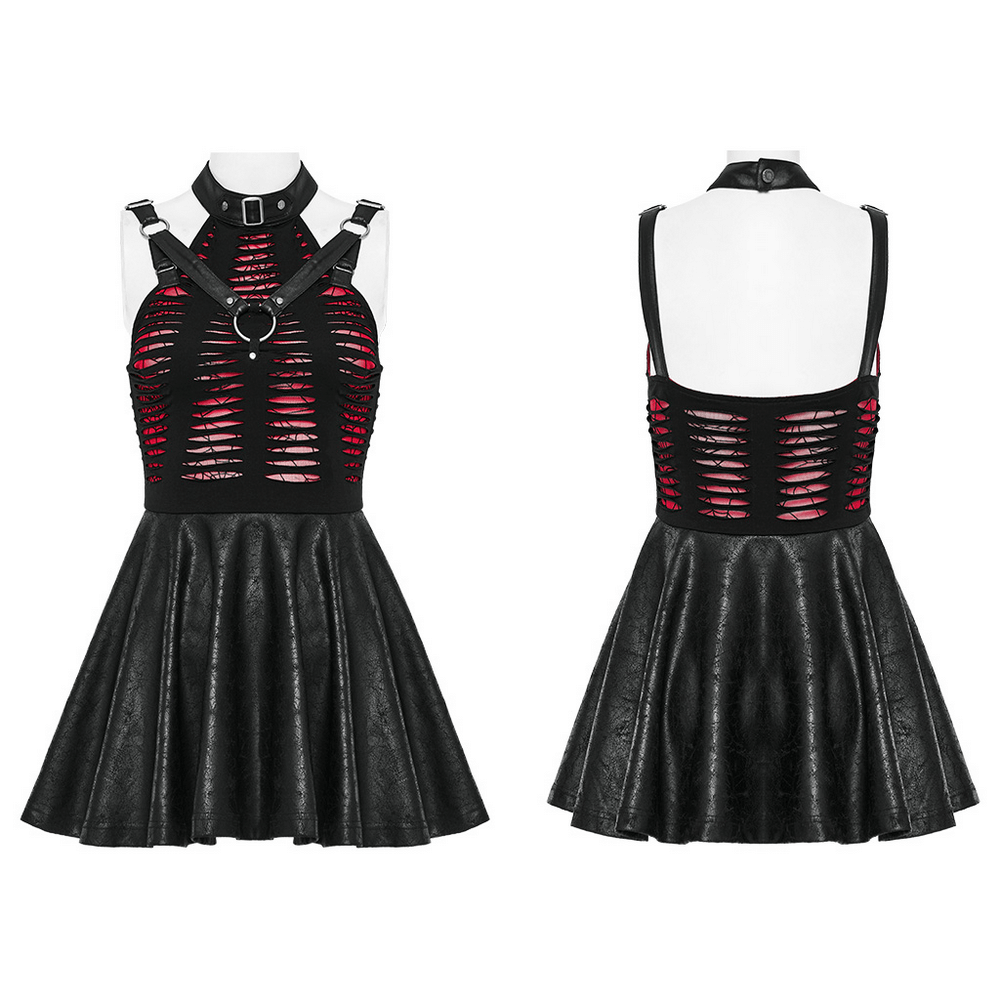 Punk Rave Spiderweb Mesh Cutout Gothic Mini Dress - HARD'N'HEAVY