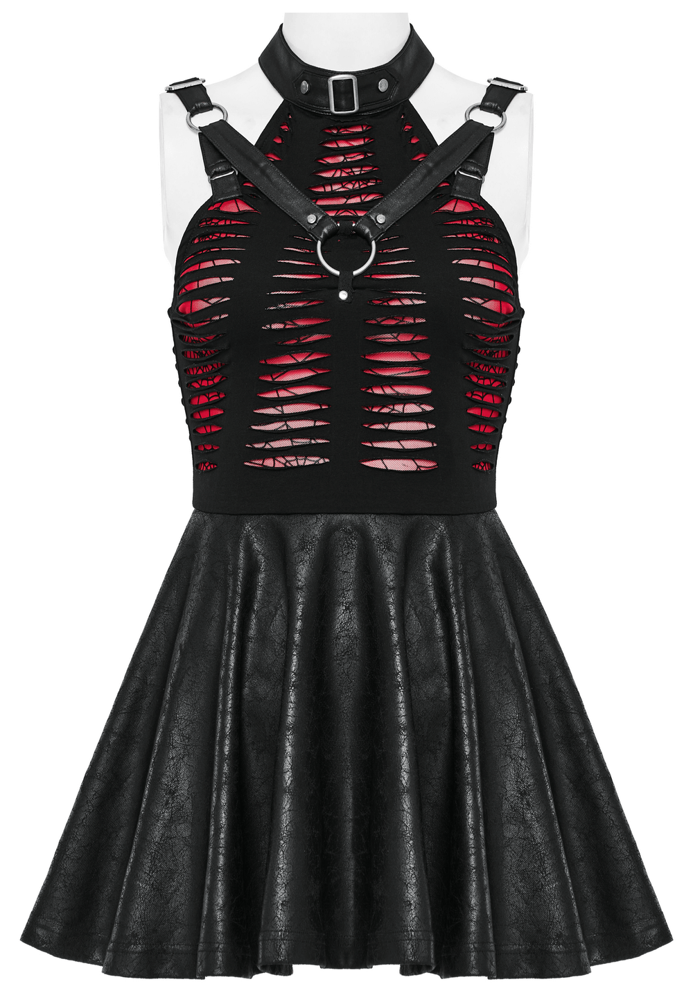 Punk Rave Spiderweb Mesh Cutout Gothic Mini Dress - HARD'N'HEAVY