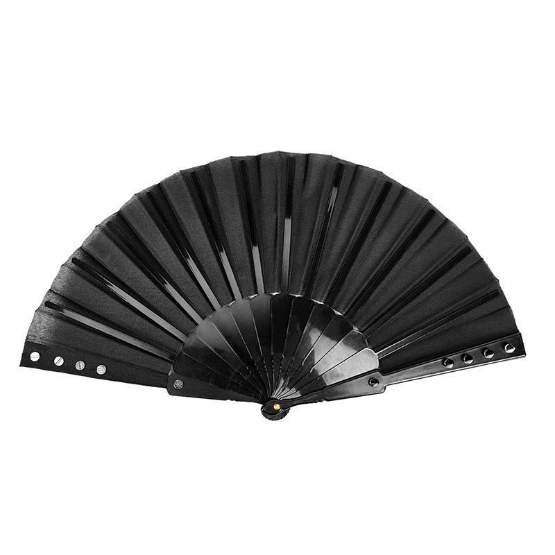 Punk Rave black spiked handheld folding fan showcasing gothic elegance, perfect for clubbing and concerts.