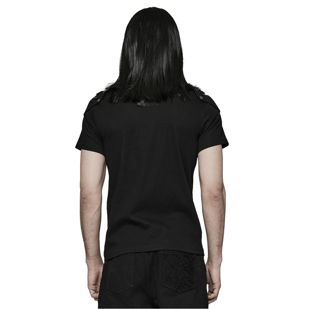 Punk Rivet Armor Male T-Shirt with Detachable Panel - HARD'N'HEAVY