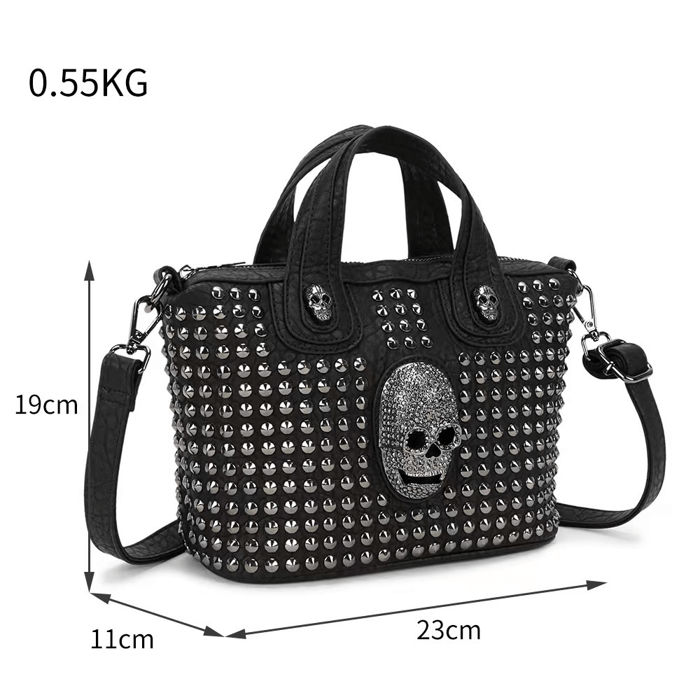 Punk Rivets Big Capacity Handbag / Fashion Metal Skeleton Shoulder Crossbody Bag - HARD'N'HEAVY