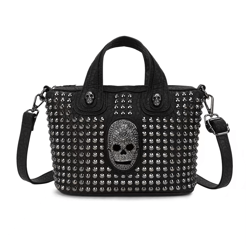 Punk Rivets Big Capacity Handbag / Fashion Metal Skeleton Shoulder Crossbody Bag - HARD'N'HEAVY