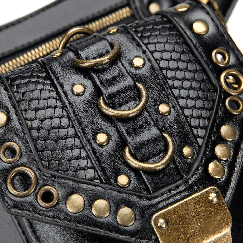 Punk Rivets Chain Shoulder Waist Bag / Women's Motorcycle Leg Bag - HARD'N'HEAVY