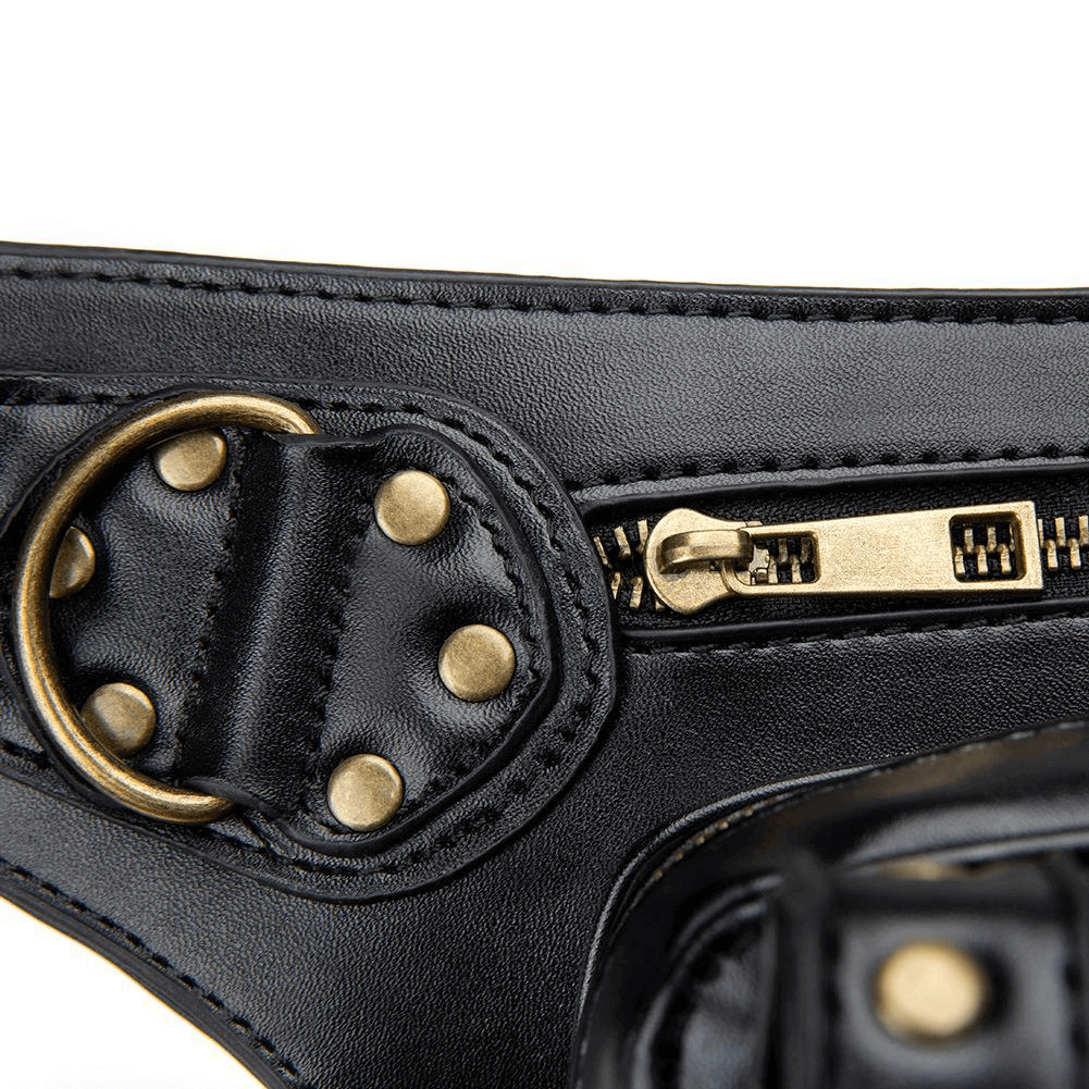 Punk Rivets Chain Shoulder Waist Bag / Women's Motorcycle Leg Bag - HARD'N'HEAVY