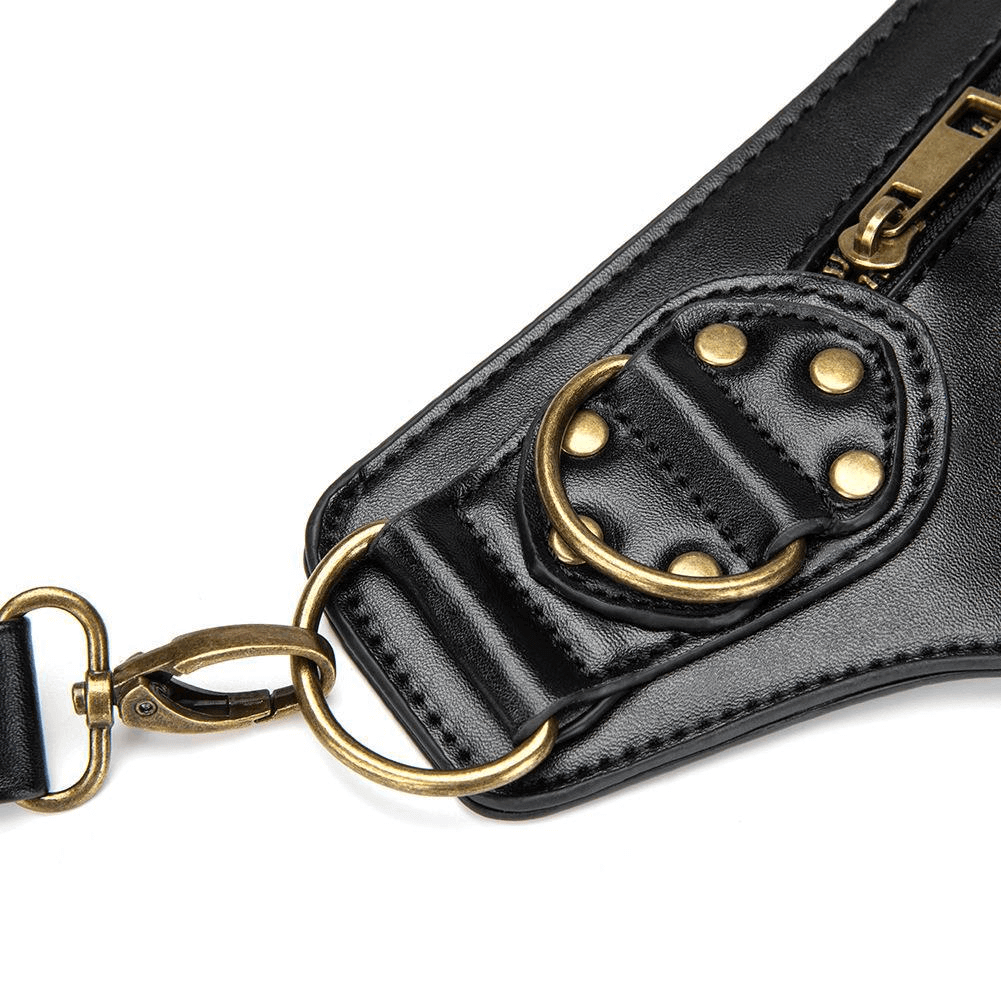 Punk Rivets Chain Shoulder Waist Bag / Women's Motorcycle Leg Bag - HARD'N'HEAVY