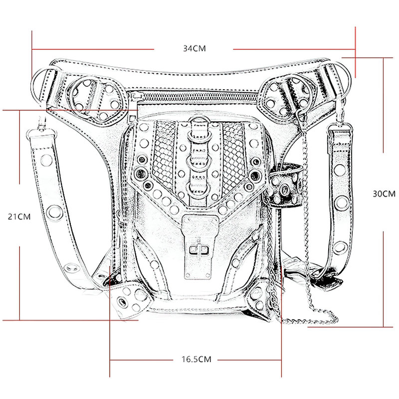 Punk Rivets Chain Shoulder Waist Bag / Women's Motorcycle Leg Bag - HARD'N'HEAVY