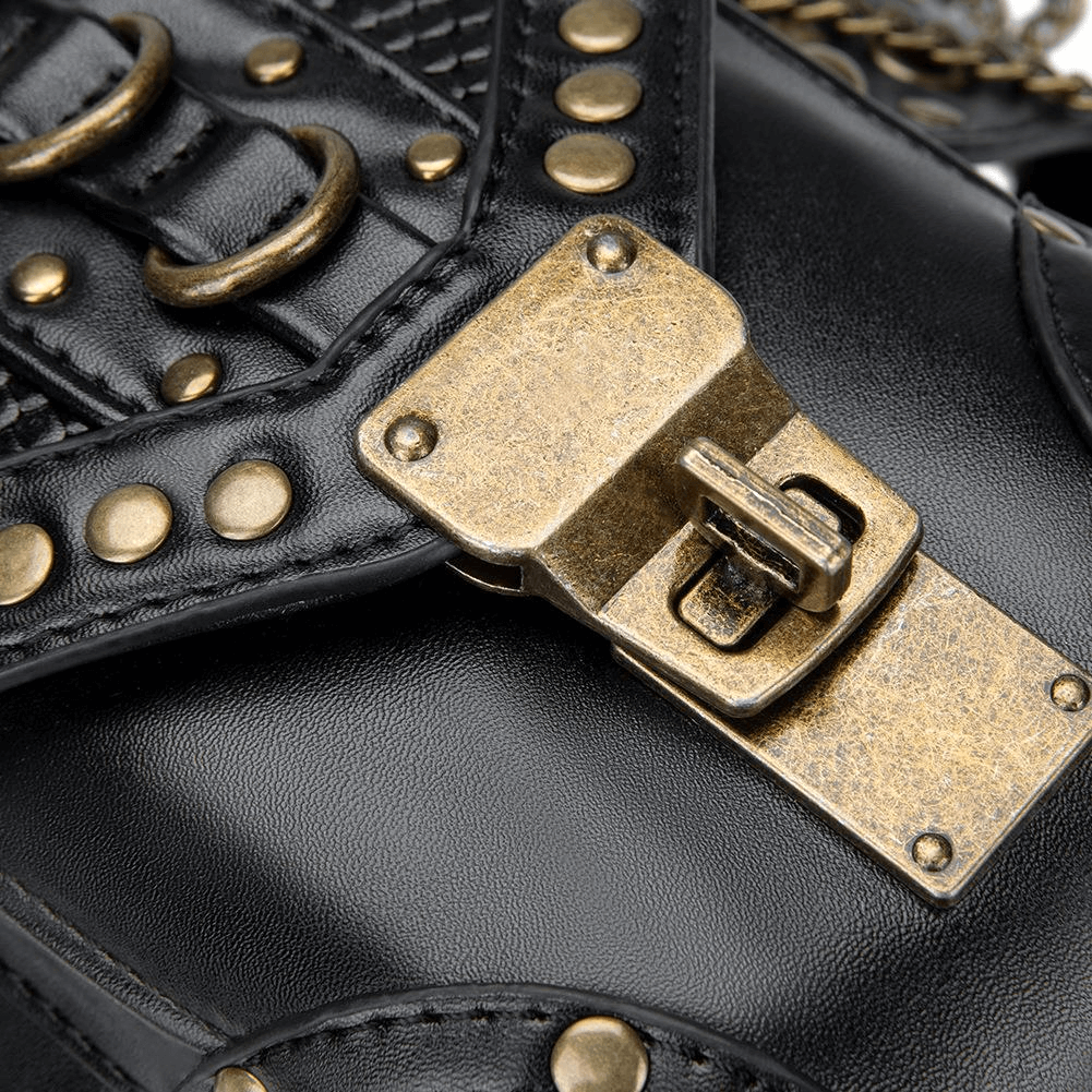 Punk Rivets Chain Shoulder Waist Bag / Women's Motorcycle Leg Bag - HARD'N'HEAVY