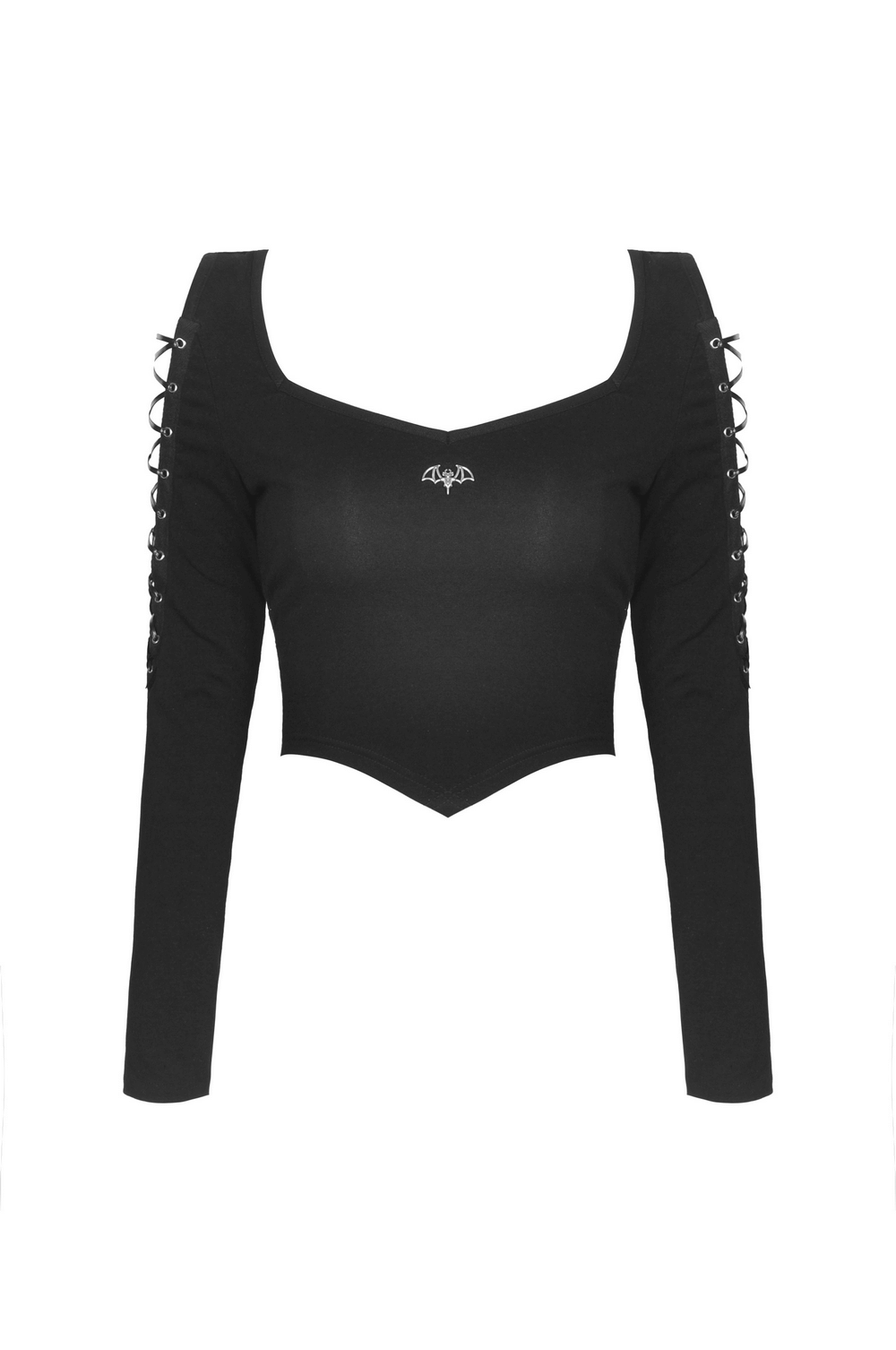 Punk Rock Batwing Long Sleeves Lace-Up Crop Top
