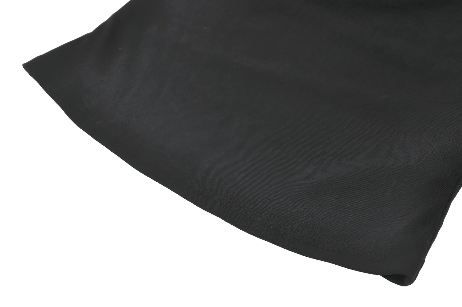 Punk Rock Black Fishnet Sleeved Top with Cutout and Straps fabric close-up showcasing smooth black texture.