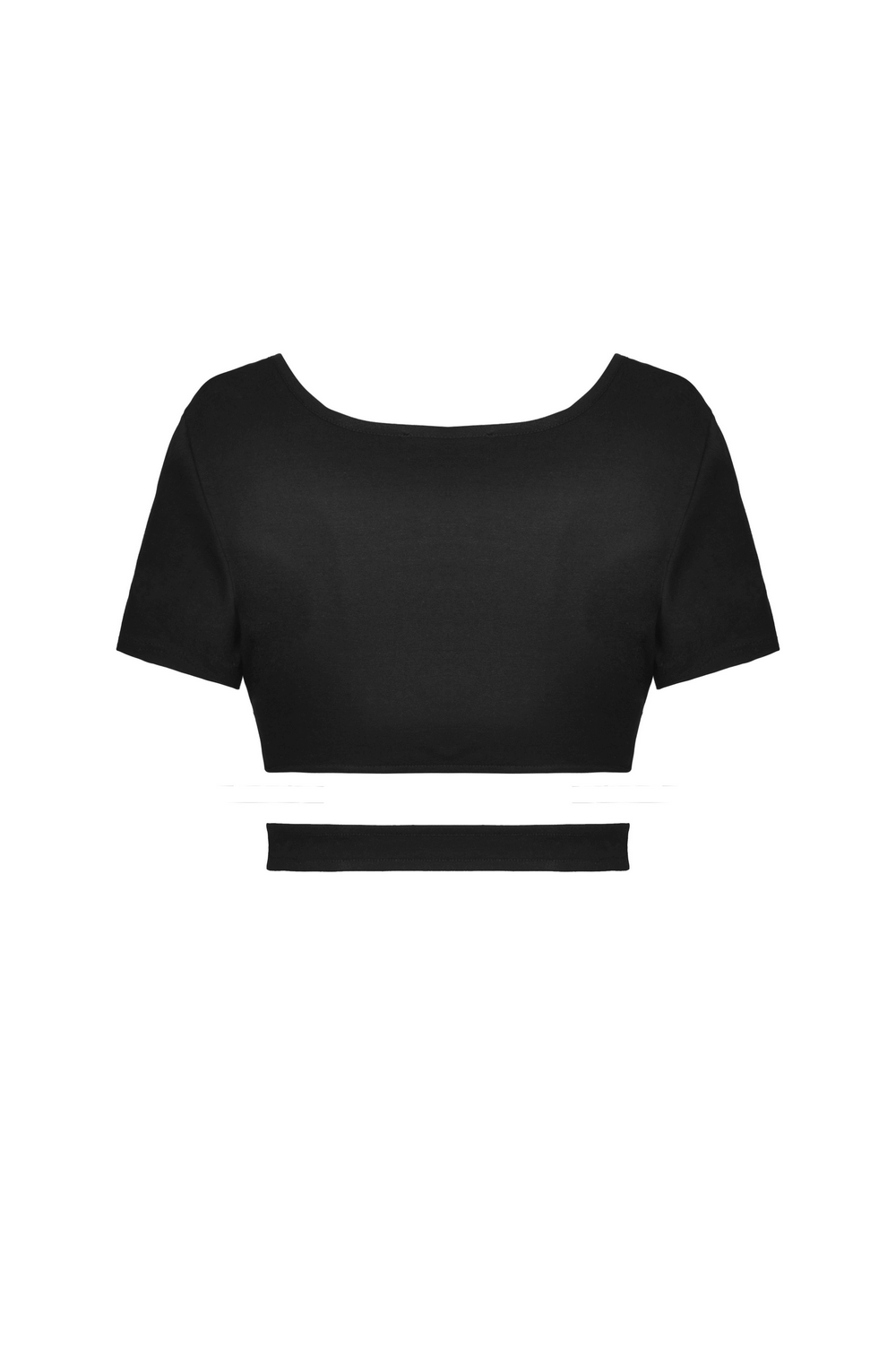 Gothic black crop top with short sleeves and checkered heart design for punk rock style.