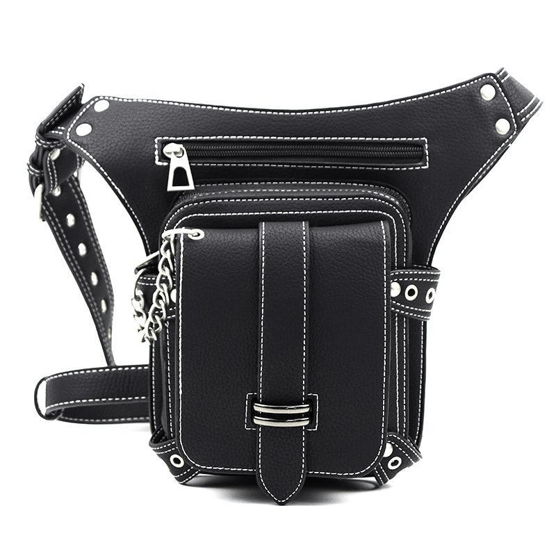 Punk Rock Chain Waist Bag With Leg Strap / Motorcycle Shoulder Crossbody Bag - HARD'N'HEAVY
