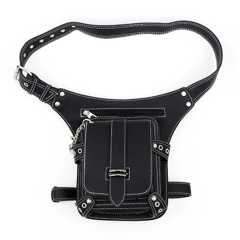 Punk Rock Chain Waist Bag With Leg Strap / Motorcycle Shoulder Crossbody Bag - HARD'N'HEAVY