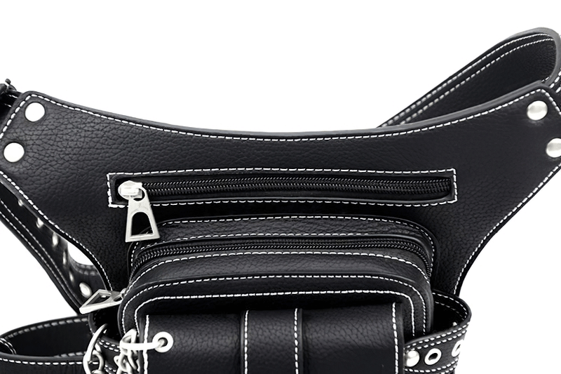 Punk Rock Chain Waist Bag With Leg Strap / Motorcycle Shoulder Crossbody Bag - HARD'N'HEAVY