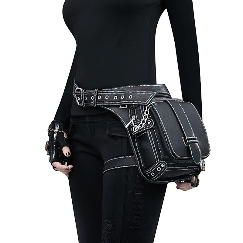 Rock Chain Waist Bag With Leg Strap Motorcycle Shoulder Bag