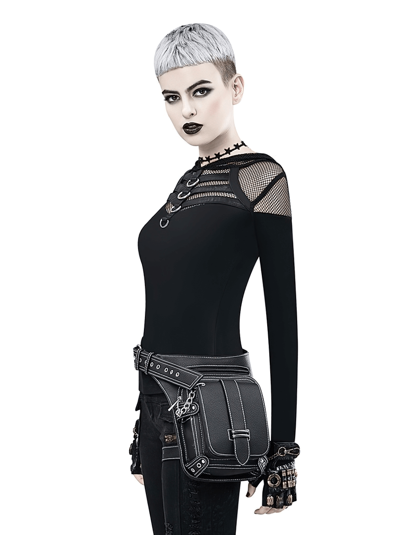 Punk Rock Chain Waist Bag With Leg Strap / Motorcycle Shoulder Crossbody Bag - HARD'N'HEAVY