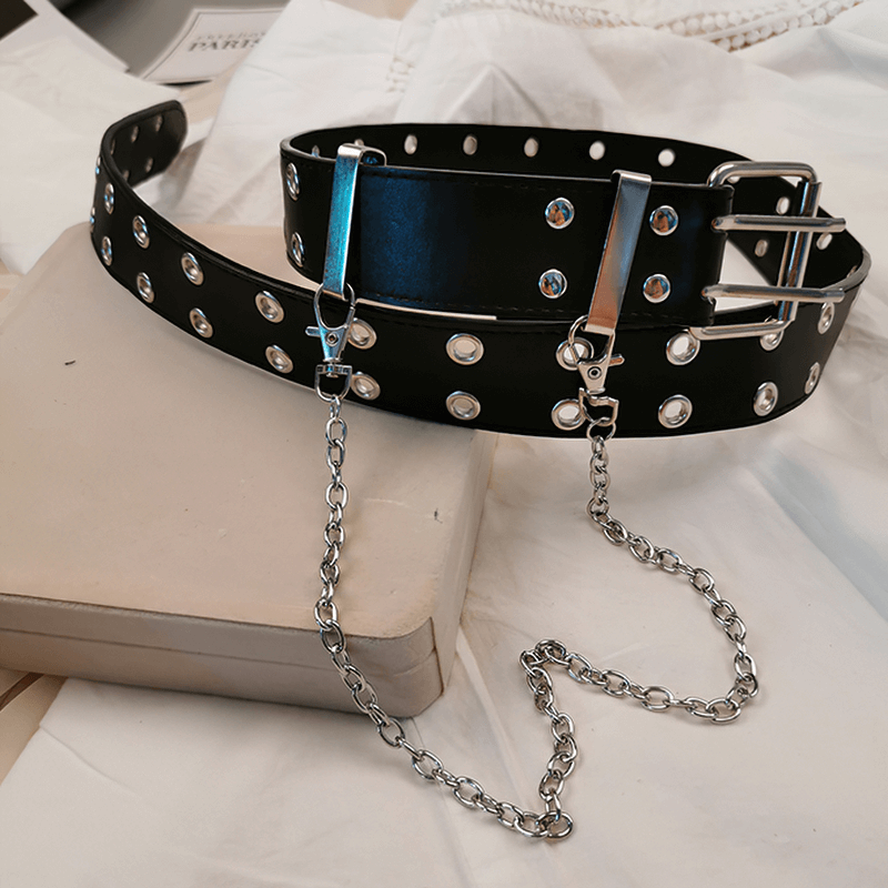 Punk Rock Rivets Belt With Detachable Chain / Fashion Belt for Pants - HARD'N'HEAVY