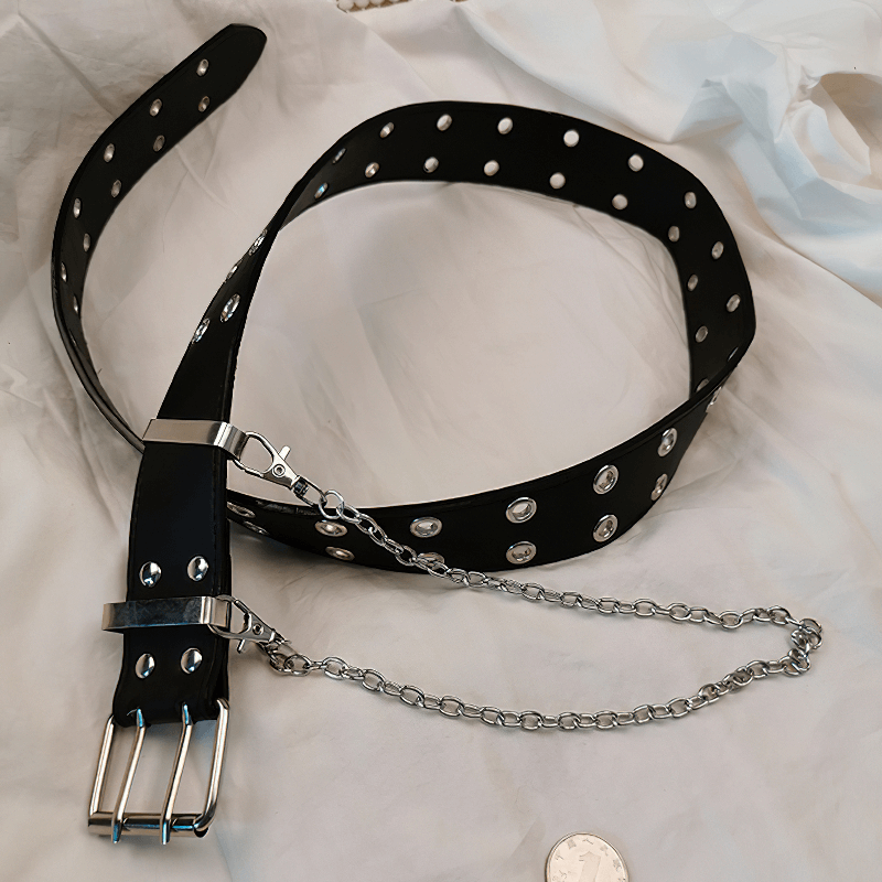 Punk Rock Rivets Belt With Detachable Chain / Fashion Belt for Pants - HARD'N'HEAVY