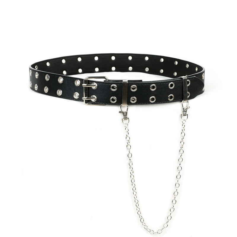 Punk Rock Rivets Belt With Detachable Chain / Fashion Belt for Pants - HARD'N'HEAVY