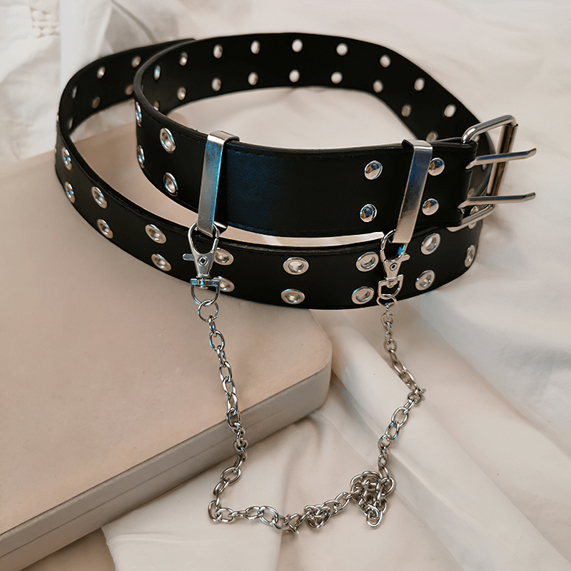Punk Rock Rivets Belt With Detachable Chain / Fashion Belt for Pants - HARD'N'HEAVY