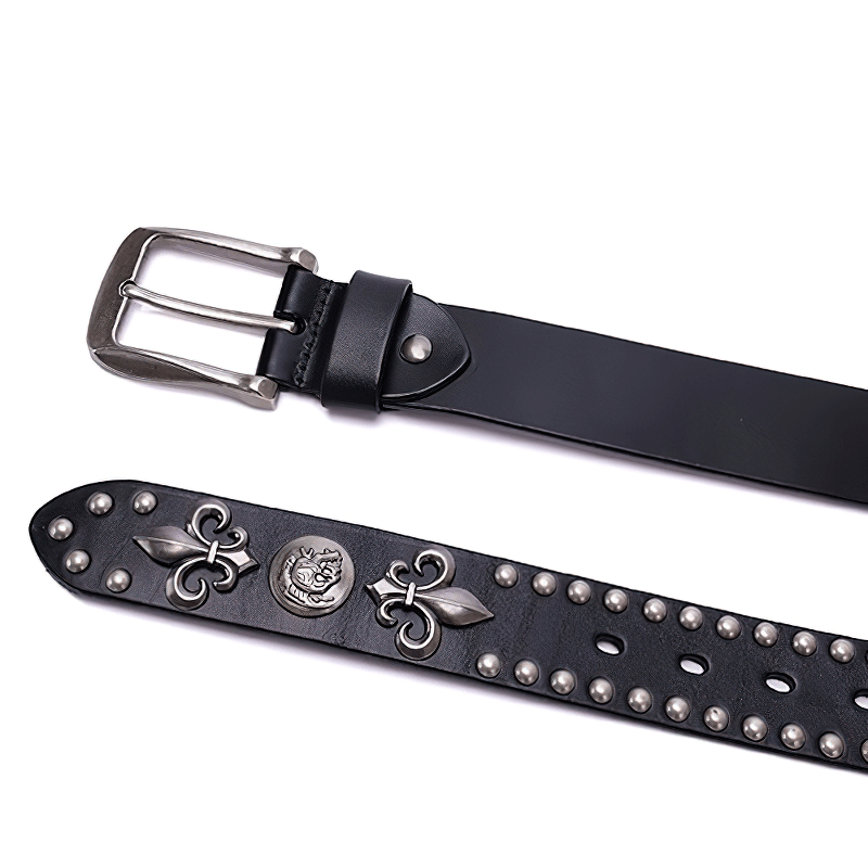 Punk Rock Skull Studed Buckle Belt / Original Design Metal Rivets Belt - HARD'N'HEAVY