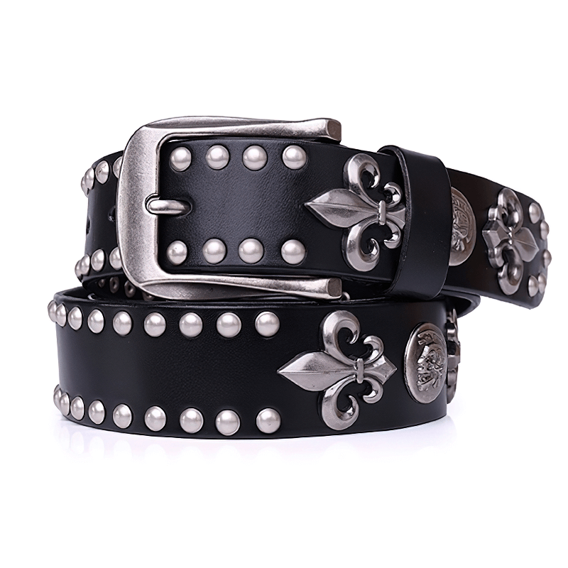 Punk Rock Skull Studed Buckle Belt / Original Design Metal Rivets Belt - HARD'N'HEAVY