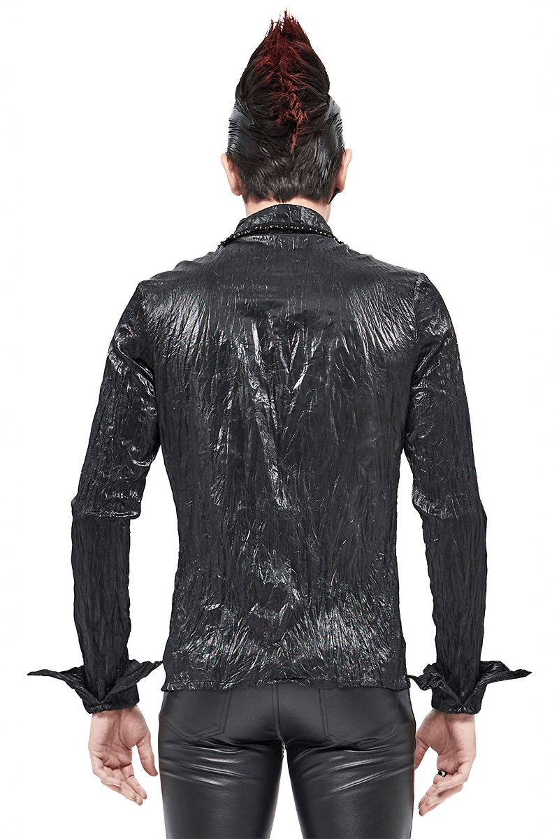 Punk Rock Style Male Black Long-sleeved Shirt / Alternative style Clothing for Men - HARD'N'HEAVY