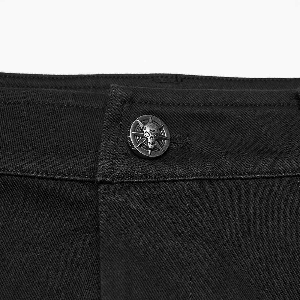 Close-up of button detail on Punk Slim Knit Denim Shorts With Studded Mesh showcasing unique design and style.