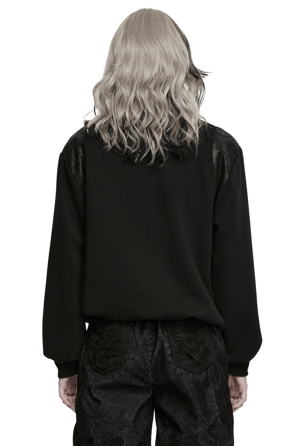 Punk Stand Collar Sweatshirt with Harness Buckle