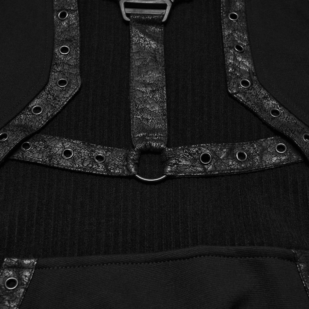 Punk Stand Collar Sweatshirt with Harness Buckle
