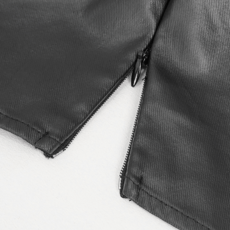 Close-up of black fabric with zippers, showcasing the edgy design of punk strappy splice camis for women.