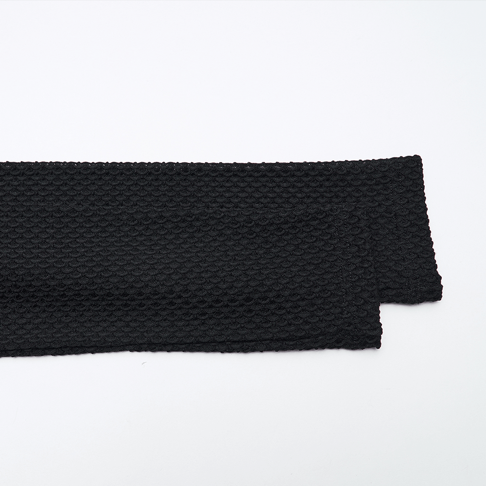 Punk Striped Mesh Long Sleeve Top with Tattered Fabric close-up showing textured black mesh detail