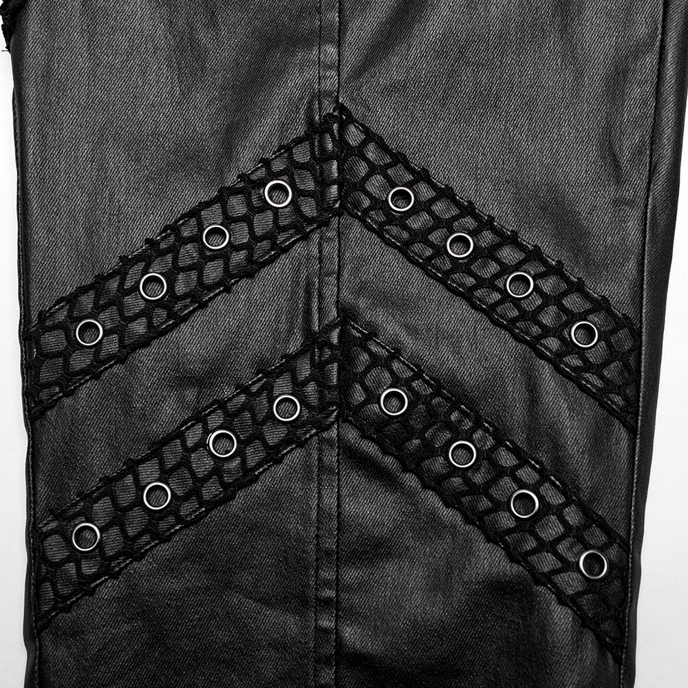 saferido 2024 PU leather men's black leather rope plus velvet leather pants punk style men's motorcycle pants slim fit personality simple