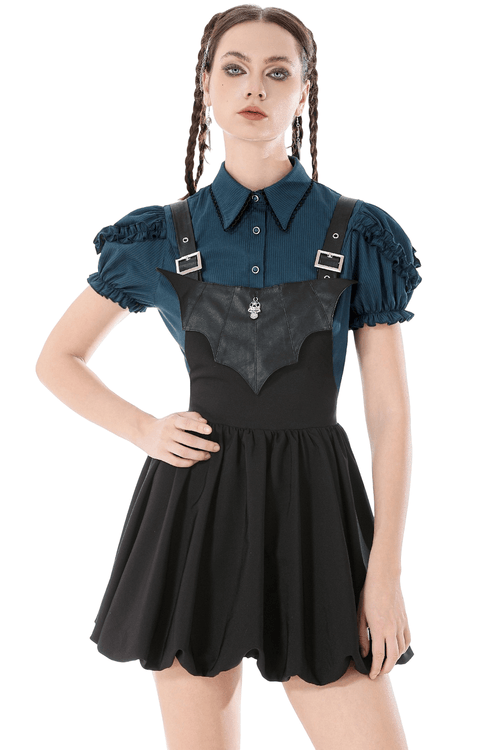 Punk Style Black Dress with Bat Bodice and Heart Detail