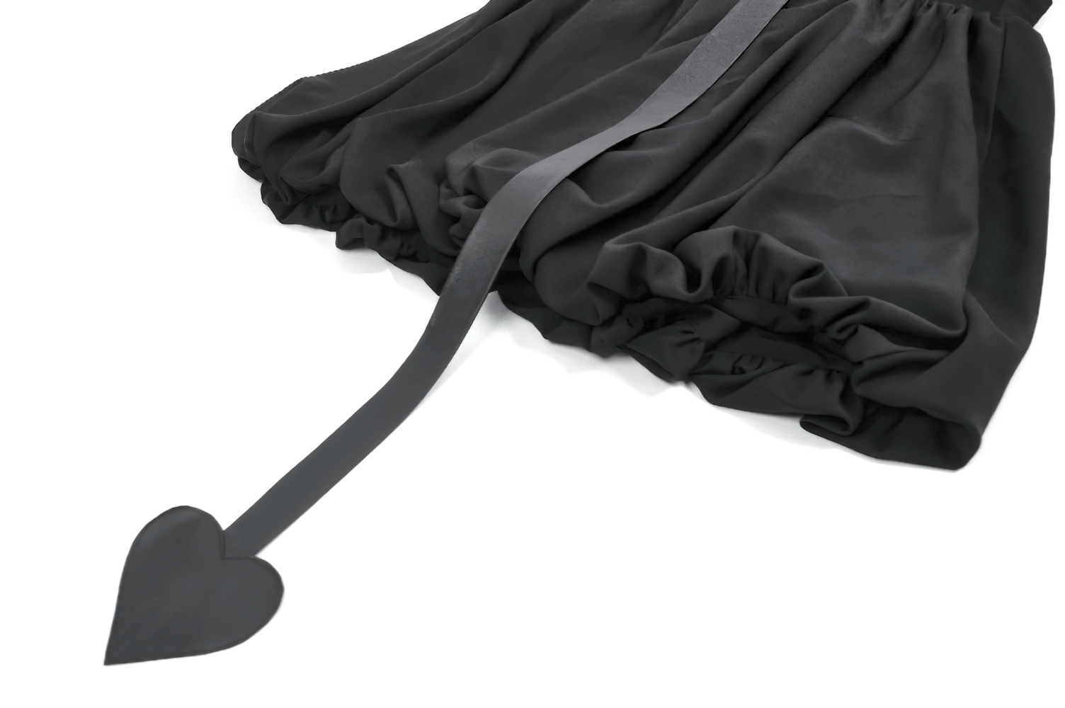 Punk Style Black Dress with Bat Bodice and Heart Detail featuring a playful heart-shaped ribbon detail.