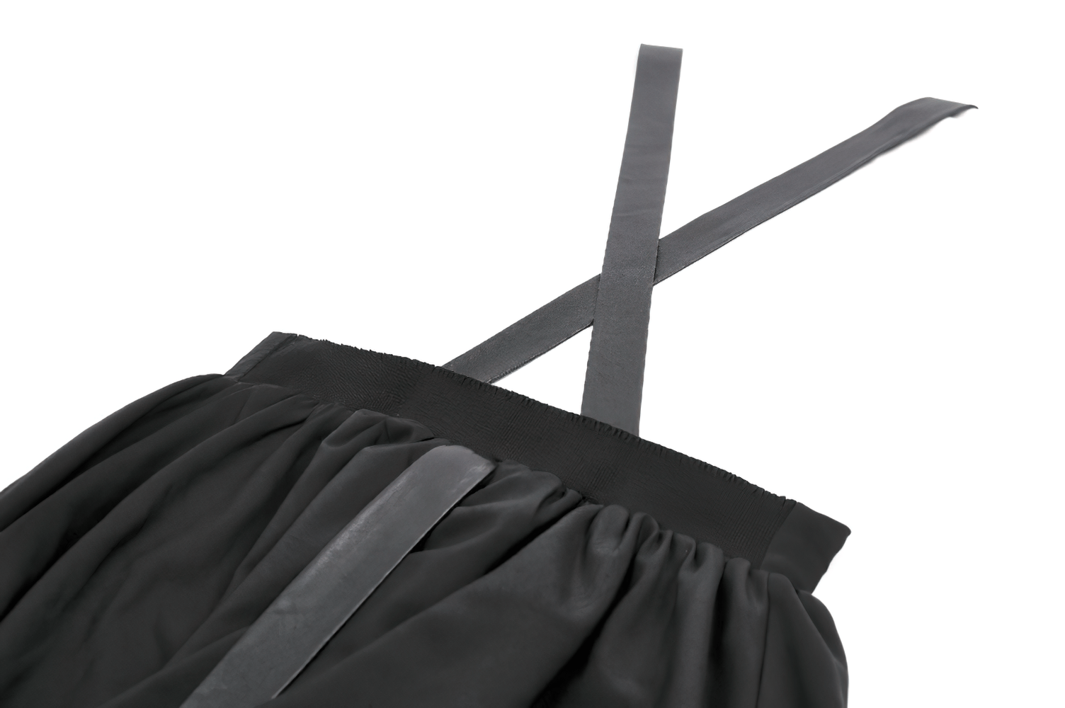 Punk Style Black Dress with Bat Bodice and Heart Detail showing adjustable straps and gathered skirt design.