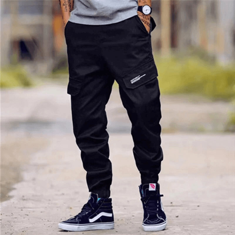 Punk Style Cargo Pants with Pockets / Men's Cotton Pants in Camouflage and Black Colour - HARD'N'HEAVY