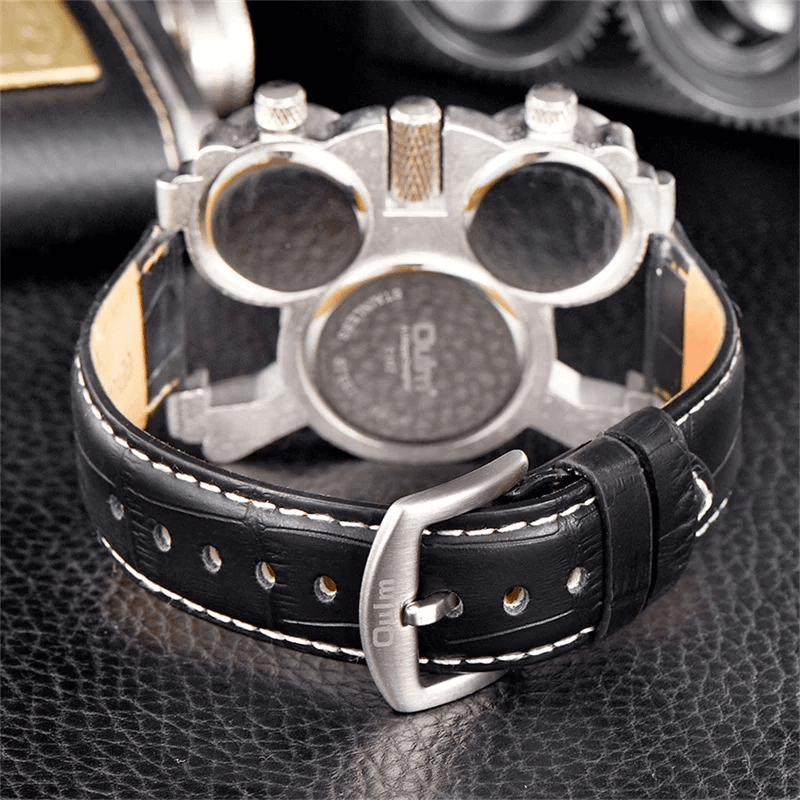 Punk style men's quartz wristwatch showcasing unique knuckle design and leather strap for a bold fashion statement.