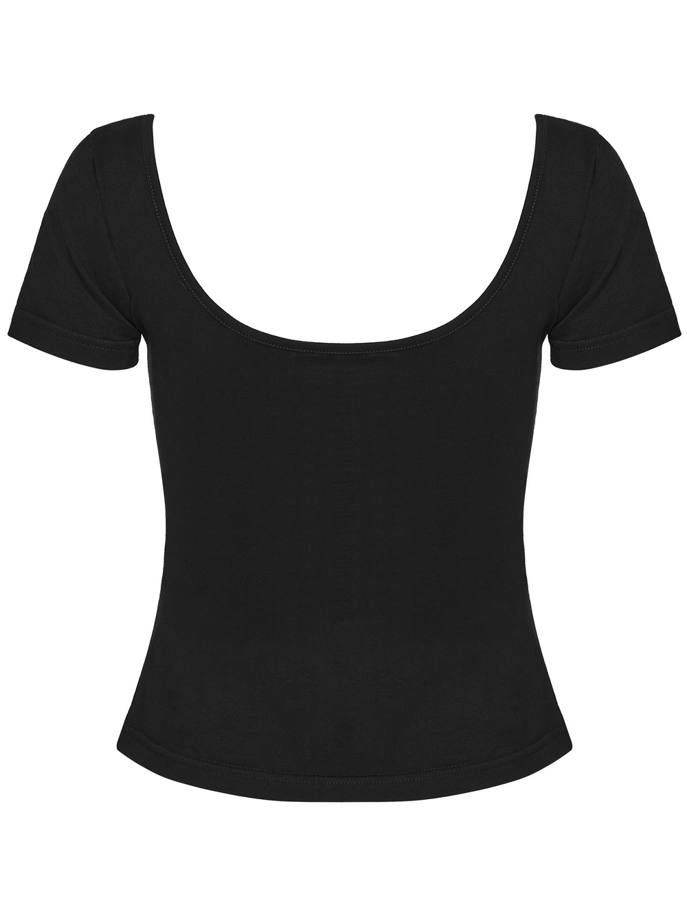 Back view of the Punk Style Mesh Lace Cutout Short Sleeve T-shirt in black, showcasing its stylish design.