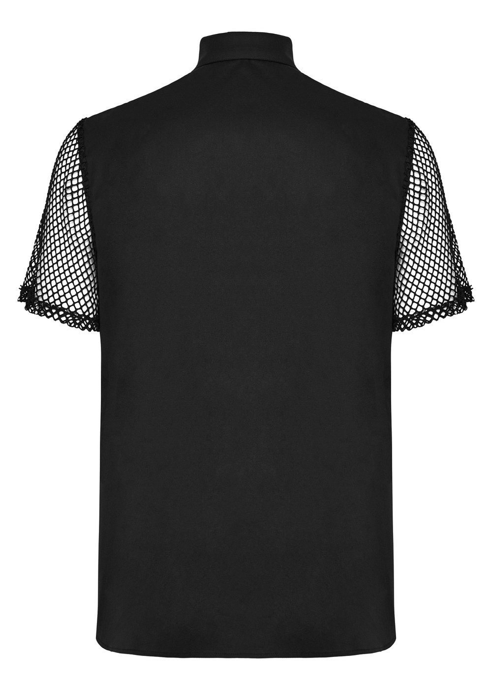 Punk Style Mesh Panel Tactical Black Shirt for Men