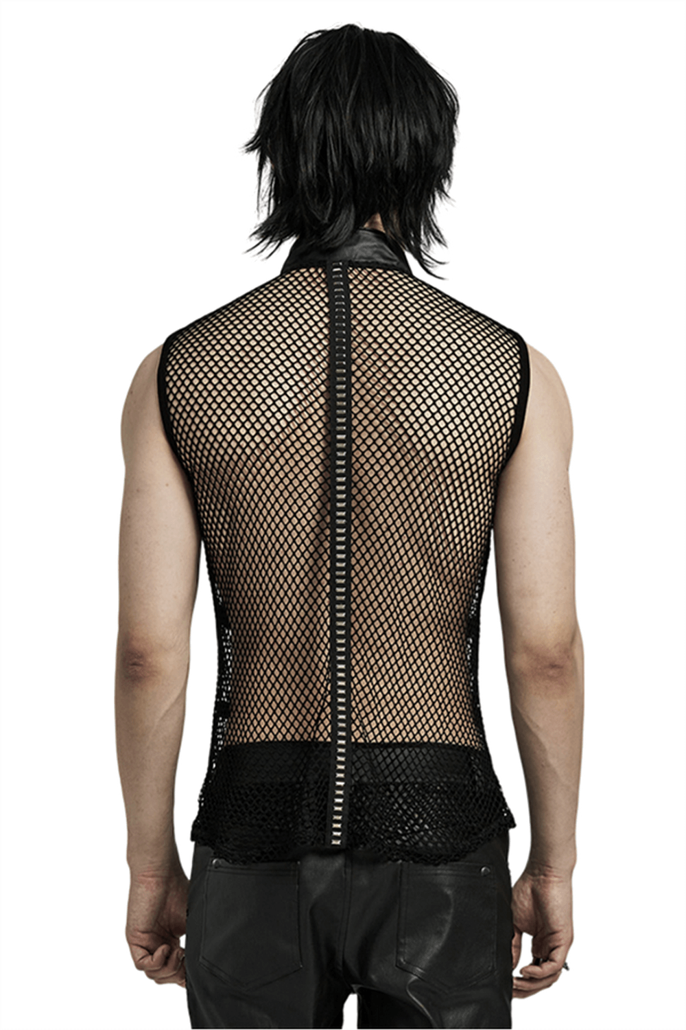 Punk Style Mesh Vest with Rubber Buckles and Iron Rings