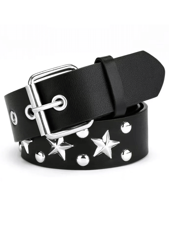 Punk Style Rivets Belt With Metal Stars / Amazing Design Jeans Belt