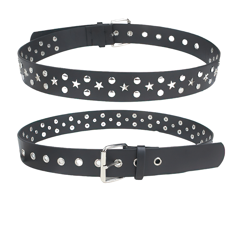 Punk Style Rivets Belt With Metal Stars / Amazing Design Jeans Belt - HARD'N'HEAVY