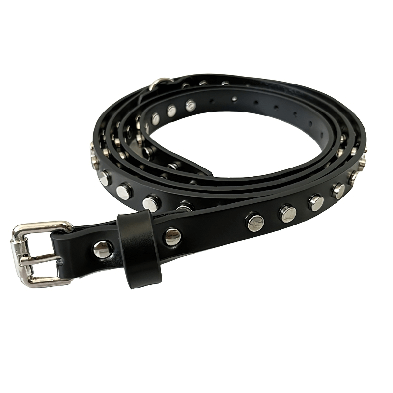 Punk Style Rivets Decoration Thin Belt / Fashion Narrow Long Belt - HARD'N'HEAVY